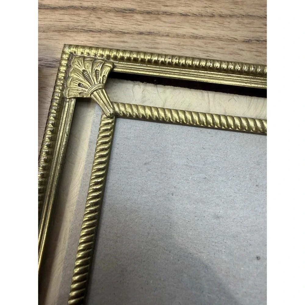 VTG Lot Of 4 Brass Ornate Gold Tone Metal Picture Frame Textured Edges Square